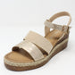 Beige Mid-Wedge Strap Sandal