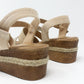 Beige Mid-Wedge Strap Sandal