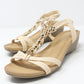 Beige Mid Wedge T Strap Sandal-1