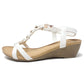 White Mid Wedge T Strap Sandal-1