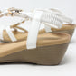 White Mid Wedge T Strap Sandal-1