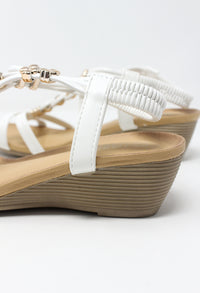 White Mid Wedge T Strap Sandal-1