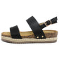 Black Cork Look Wedge Sandal