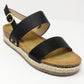 Black Cork Look Wedge Sandal