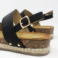 Black Cork Look Wedge Sandal