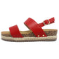 Red Cork Look Wedge Sandal