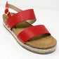 Red Cork Look Wedge Sandal