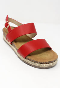 Red Cork Look Wedge Sandal