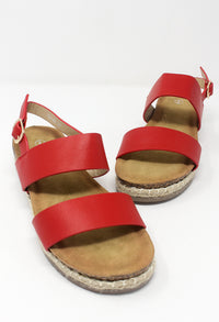 Red Cork Look Wedge Sandal