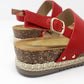 Red Cork Look Wedge Sandal