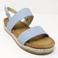 Blue Cork Look Wedge Sandal