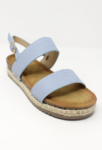 Blue Cork Look Wedge Sandal