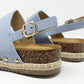 Blue Cork Look Wedge Sandal