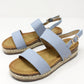 Blue Cork Look Wedge Sandal