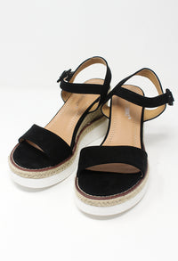 Black Double Sole Wedge Sandal