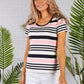 Navy and Pink stripe top