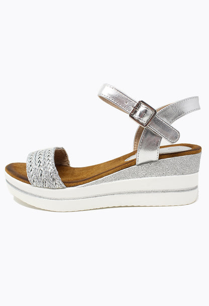 Silver Wedge Sandal