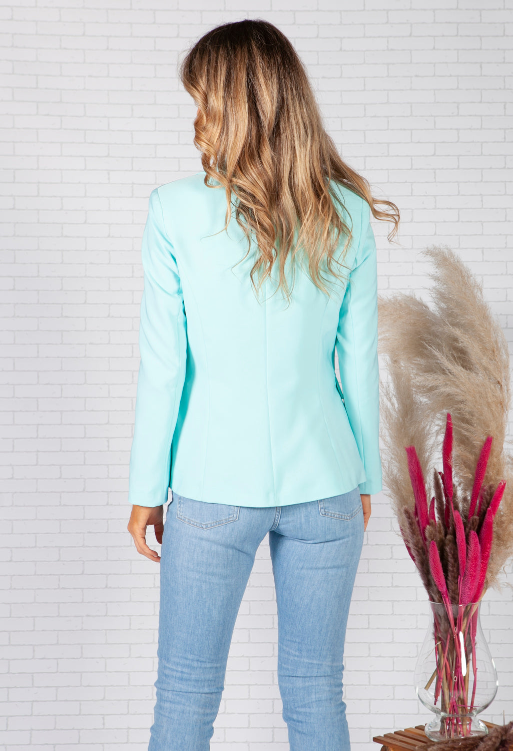 Turquoise double breasted blazer