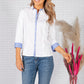 White Shirt with Denim Blue Trims