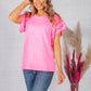 Bright Pink T-Shirt with Lace Sleeve