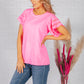 Bright Pink T-Shirt with Lace Sleeve