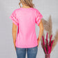 Bright Pink T-Shirt with Lace Sleeve