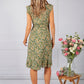 Green Blossom Ruffle Dress