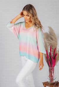 OVERSIZED PULLOVER KNIT IN PINK TIE DYE