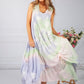 Tie Dye Boho Dress in Pink and Green