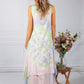 Tie Dye Boho Dress in Pink and Green