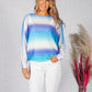 LIGHTWEIGHT CROPPED TIE DYE KNIT PULLOVER IN ROYAL BLUE