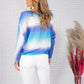 LIGHTWEIGHT CROPPED TIE DYE KNIT PULLOVER IN ROYAL BLUE