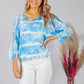 LIGHTWEIGHT CROPPED TIE DYE KNIT PULLOVER IN CLOUDED BLUE