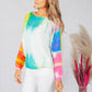 LIGHTWEIGHT CROPPED RAINBOW TIE DYE KNIT PULLOVER