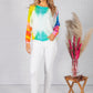 LIGHTWEIGHT CROPPED RAINBOW TIE DYE KNIT PULLOVER