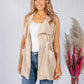 Sand Drawstring waterfall front scuba crepe gilet