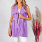 Deep Lavender Drawstring waterfall front scuba crepe jacket-1