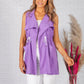 Deep Lavender Drawstring waterfall front scuba crepe jacket-1