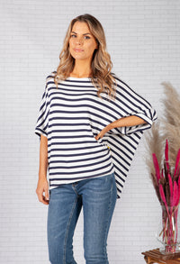 Relaxed Fit Navy Striped Top