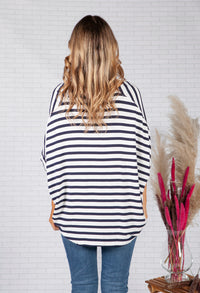 Relaxed Fit Navy Striped Top