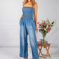 Wide Leg Denim Jump Suit