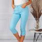 Turquoise 5 Pocket Cropped Jeans