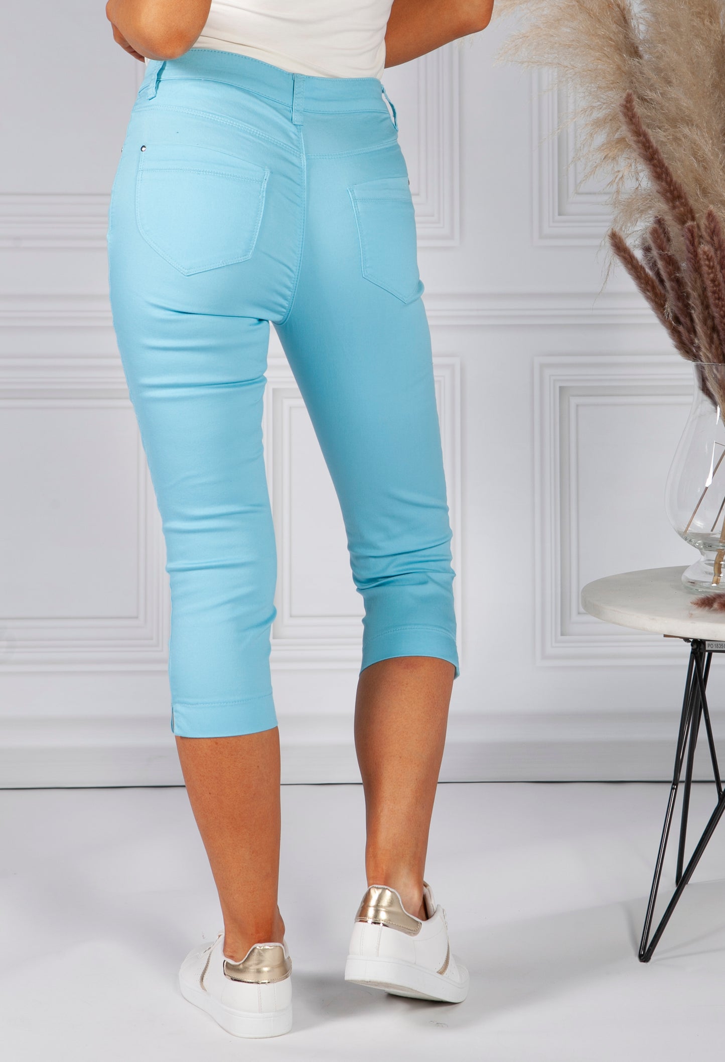 Turquoise 5 Pocket Cropped Jeans