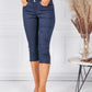 Navy Double Button Cropped Jeans