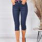 Navy Double Button Cropped Jeans