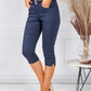 Navy Double Button Cropped Jeans