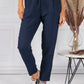 Navy Linen Look Trousers