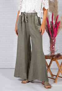 Sun faded Khaki Linen Trousers