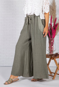 Sun faded Khaki Linen Trousers