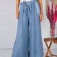 Sun Faded Blue Linen Trousers